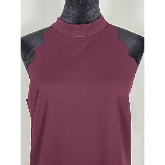 Fortune + Ivy Scalloped Halter Dress Burgundy Midi Dress X-Large Sleeveless NWOT - Picture 2 of 11